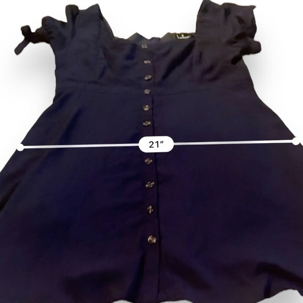Lulus Chances Are Navy Blue Short Sleeve Button-Front Skater Dress Sz XL - Picture 11 of 12